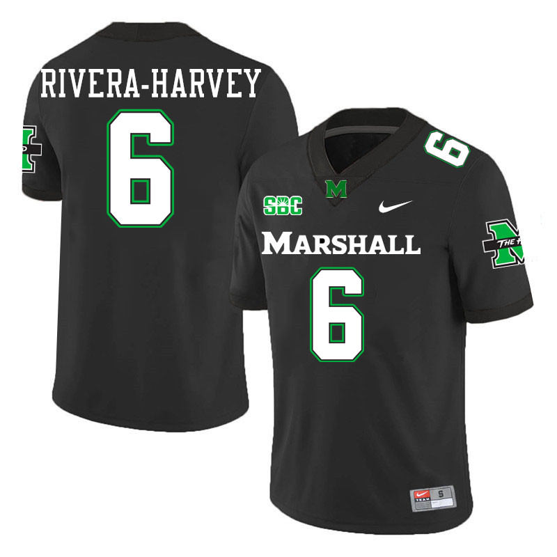 Marshall Thundering Herd #6 Jalil Rivera-Harvey College Football Jerseys Stitched-Black